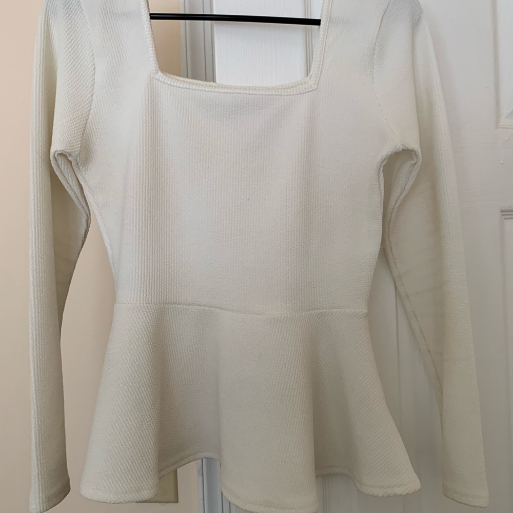 ASOS white peplum square neck top size US 8